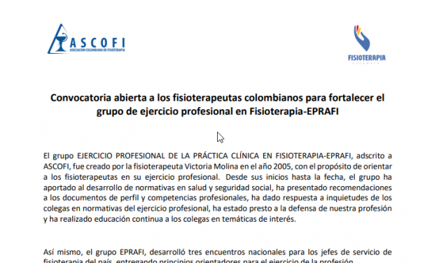 convocatoria Grupo de Interés | Ejercicio Profesional de la Práctica Clínica en Fisioterapia – EPRAFI
