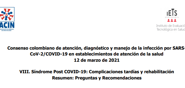 Capítulo: VIII. Síndrome Post COVID-19: Complicaciones tardías y rehabilitación